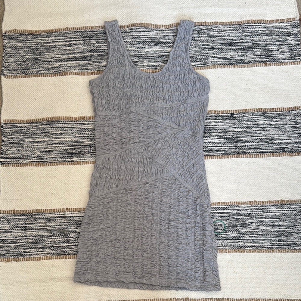 DO+BE Gray Ribbed Scoop Neck Mini Dress